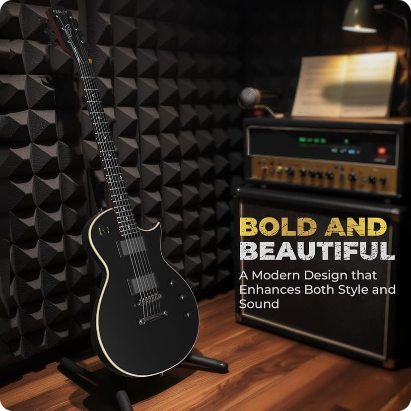 Fesley 39" LP Electric Guitar Kit: Full Size Solid Body Electric Guitars for Beginners with Humbucker Pickups, Poplar Body, Mahogany Neck,22 Frets,6 String Guitar with Gig Bag,Cable,FLP350,Matte,Black