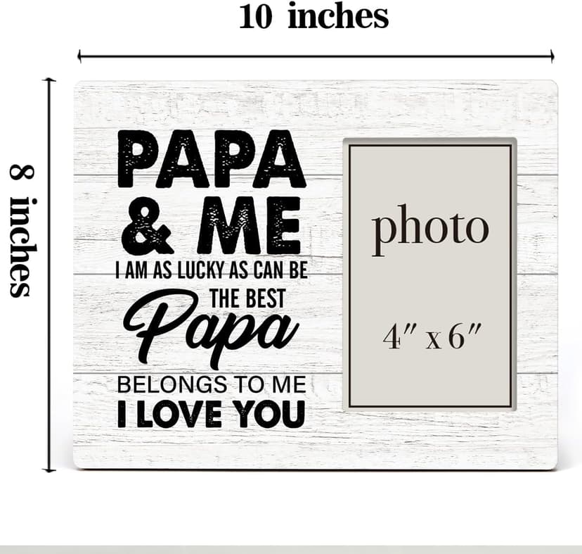 Rustic Papa and Me Wood Picture Frame 8 x 10 Inches, Wall Mount and Tabletop - 4 x 6 Inch Photo Oqtumes Papa Gift Wood Picture Frame, Gifts for Grandpa Grandad Grandfather B0CJ2SK25W