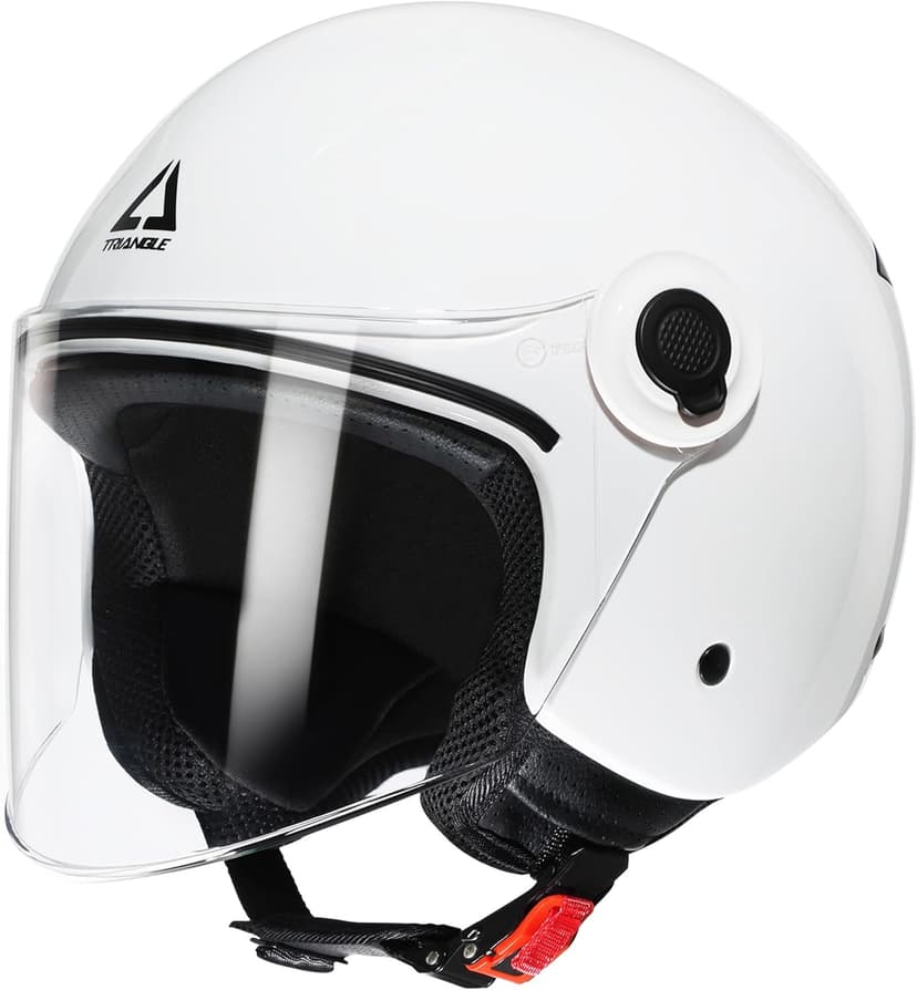 TRIANGLE Open Face Motorcycle Helmet Retro 3/4 Helmets with Clear Visor for Men Women DOT Approved