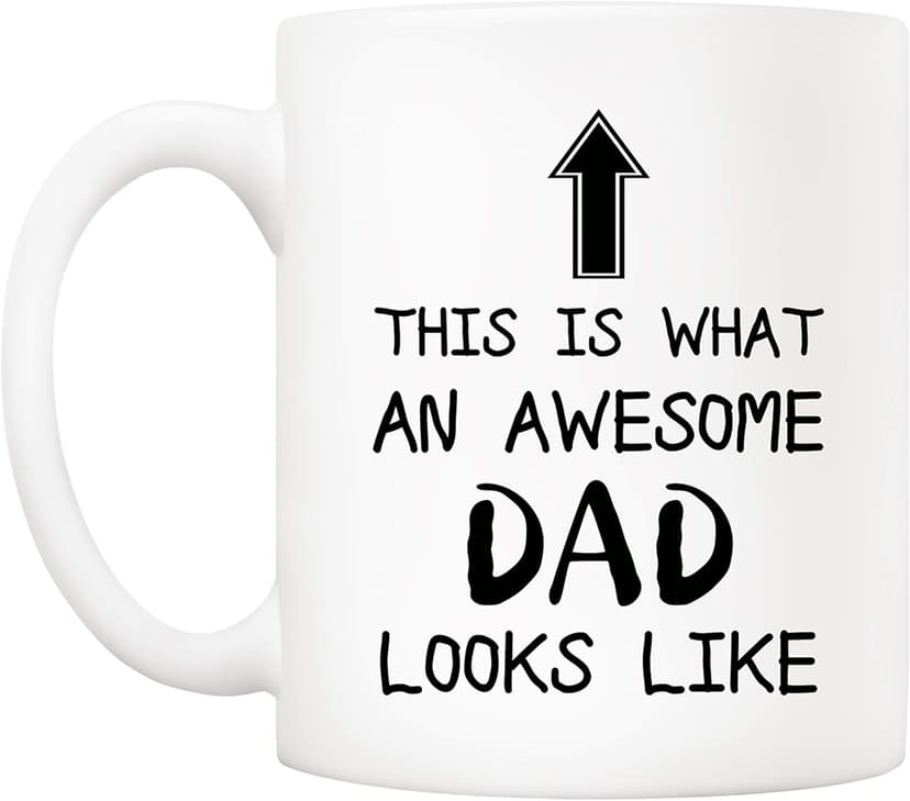 5Aup Christmas Gifts Funny Dad Coffee Mug, This Is What an Awesome Dad Looks Like, 11Oz Novelty Cups from Child Daughter Son Kids, Birthday Gifts for Father Husband Men