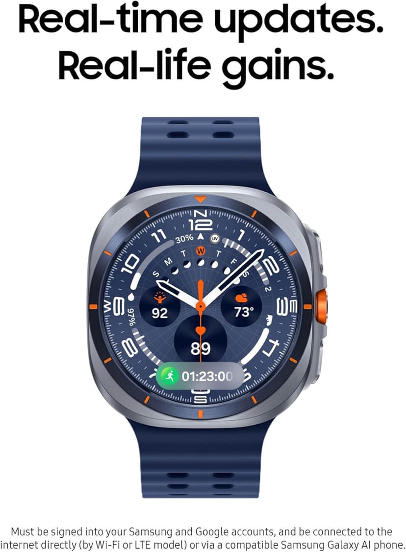 Samsung Galaxy Watch Ultra (2025) 47mm LTE Smartwatch, Titanium Casing, Advanced Sleep Coaching, Running Coach, Energy Score, Heart Rate Tracking, GPS, Titanium Silver [US Version, 2 Yr Warranty]