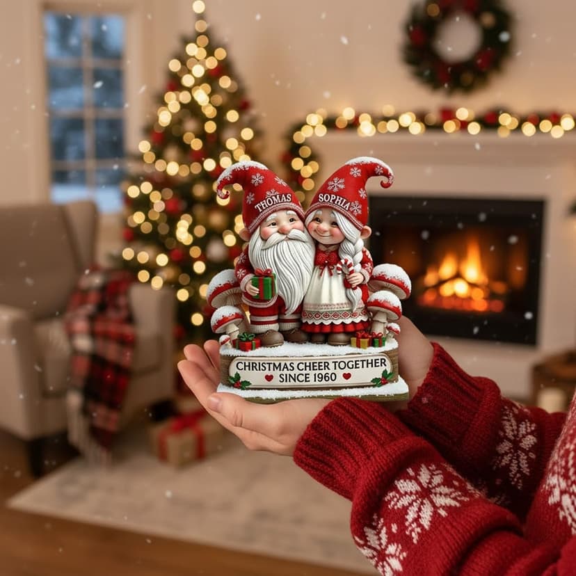 Love Signal Personalized 3D Effect Growing Old Together Christmas Plaque, Custom Wooden Sign Gift For Couples, Christmas Gifts For Parents, Grandparents, Anniversary Marriage Gift for Husband Wife 02