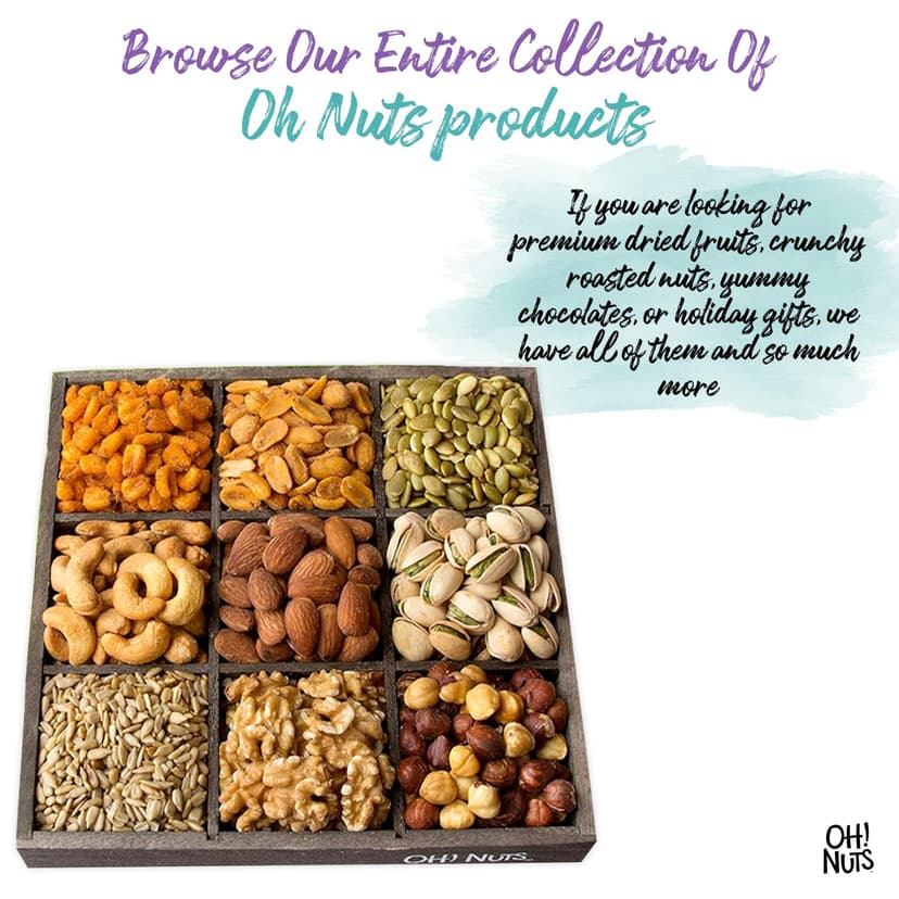 Oh! Nuts 9 Variety Nuts Gift Basket - Healthy Gift Baskets - Gourmet Assorted Nuts Tray - Gift Box for Holiday, Movie Night, Corporate, Families - Gift Ideas for Men and Women B075FWZKWS