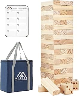 Giant Tumble Tower Games for Kids and Adults 57 Blocks New Zealand Pine Wooden Blocks Stacking to Over 4.2FT Family Game for Indoors Outdoors Yard Games for Family