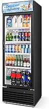 Commercial Beverage Refrigerator, 24 Inch Beverage Fridge, 15 Cu. Ft. Drink Fridge, Display Refrigerator Glass Door, Commercial Display Fridge with Customizable Light Box for Shops, Restaurants, Bars