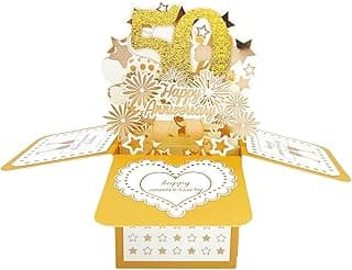 Asmallgf Happy 50th Anniversary Pop Up Card, Comfort Fifty Year Golden Wedding Anniversary Cards for Couple, Perfect Anniv Card for Couple Husband Wife