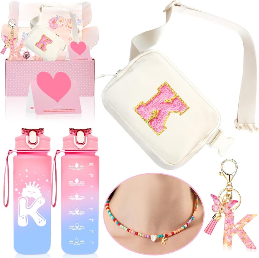Teen Girl Gifts Trendy Stuff for 4 5 6 7 8 9 10 11 12 13 Year Old Girl, Initial Fanny Pack Necklace for Toddler Kids Christmas Birthday Gifts for Girls kids Initial Gift for 4-13 Teens (K) B0DT1179VN
