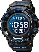 FANMIS Men's Digital 50M Waterproof Electronic Sport Watch Rubber Band Army Military 24H Time LED Light 164FT Water Resistant Calendar Date Day Watches