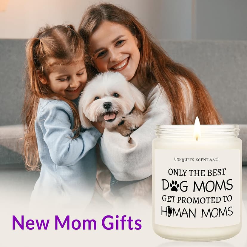 Funny Dog First Time New Mom Gift for Pregnant Women, Pregnancy Mothers Day Gift, Moms to Be Gifts Lavender Scented Candle Best Expecting Mom Gifts, 7oz Lavender Soy Candle Jar for Mom to Be B0H8C3MLMN