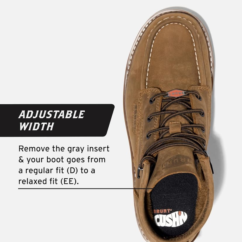 BRUNT Marin Unlined (Comp Toe) - Brown - 6" Lightweight Safety Toe Wedge Work Boot - EH Rated - Slip + Oil Resistant - Adjustable Width System