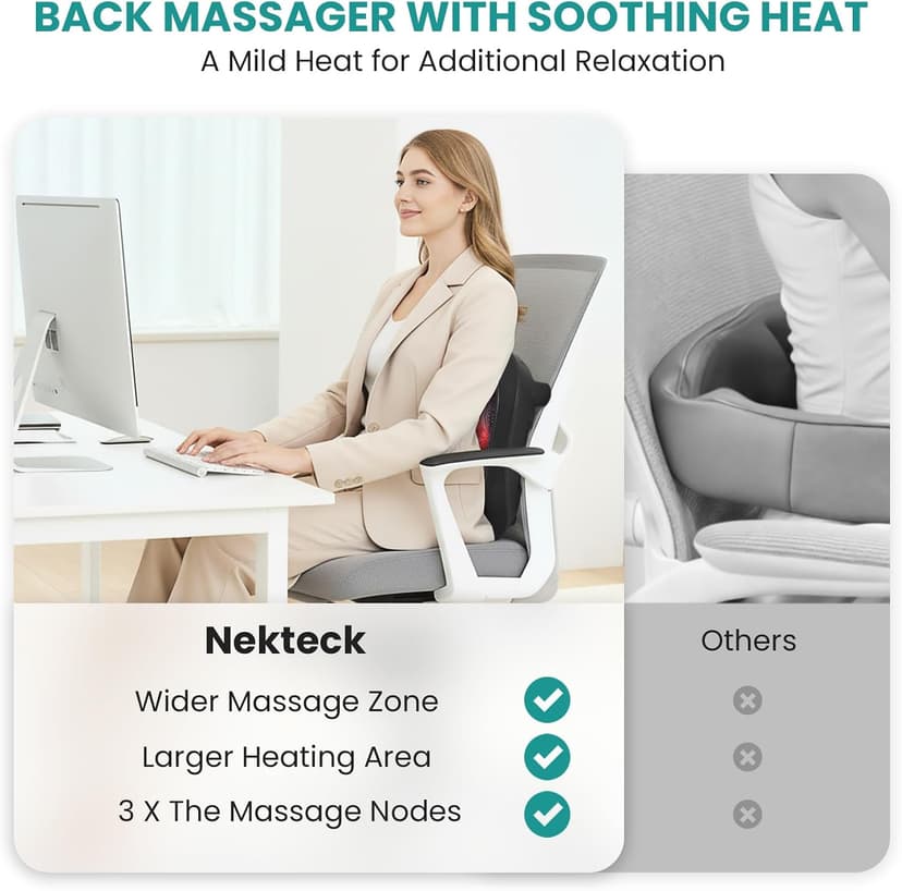 Shiatsu Heated Electric Kneading Foot Massager Machine for Plantar Fasciitis, Built-in Infrared Heat Function and Power Cord Nekteck Foot Massager with Heat, HSA Eligible FSA Massage Tools Gifts B06WGP2CVL