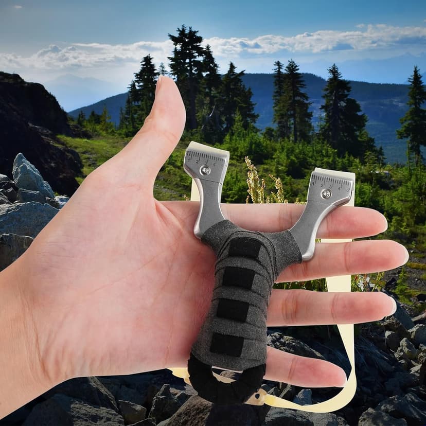 Slingshot, Hunting Slingshots for Adults,Professional Stainless Steel Sling Shot & Outdoor Shooting Practice, High Velocity Catapult with 100 Ammo Balls, 6 Bands, 2 Targets & Tactical Pouch