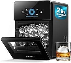 EUHOMY 2" Ice Ball Maker Countertop, 4Pcs Ready in 40Mins, 144Pcs/day, Self-Cleaning Sphere Ice Maker Machine with Crystal Clear Ice, Round Ice Cube Maker for Whiskey & Bourbon
