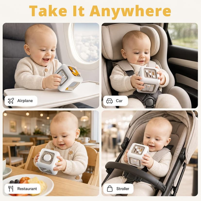Learning Fine Motor Skills, Toys for 1 Year Old Boy, 6 9 12 Months Baby Shower Gifts SOCBTNSO Montessori Busy Cube Travel Toy, Stocking Stuffers for Toddlers B0CFZTK174