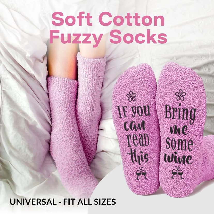 FUNNY WINE GLASSES + WINE SOCKS -16 oz Unbreakable Stemless Wine Glass With Sayings & Fuzzy Girl Socks “If You Can Read This, Bring Me Some Wine"