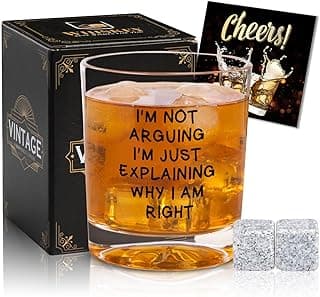 Ithmahco Funny Whiskey Glasses for Men, Bourbon Glasses Alcohol Gift for Man, Funny White Elephant Gifts Gifts for Men, Christmas Gag Gift Ideas for Him Husband Daddy Dad Coworker Boss
