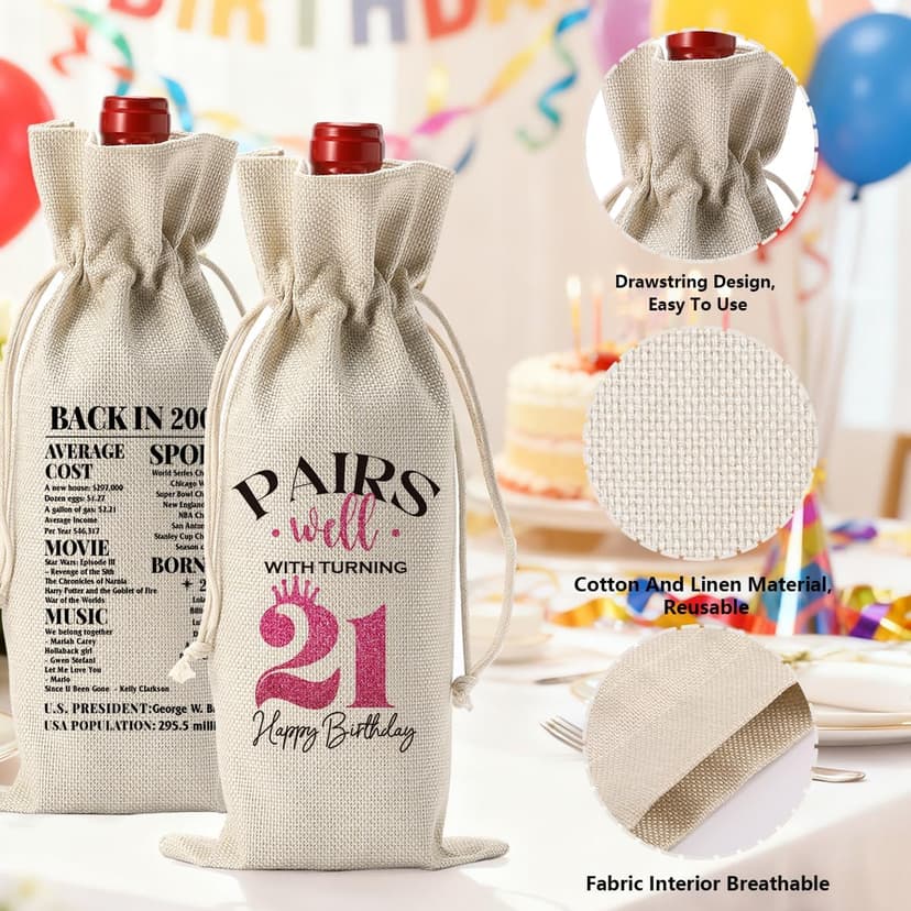 21st Birthday Gifts for Her Him 21 Year Old 21st Birthday Decorations for Men Wine Bag And Candle Happy Anniversary Party Supplies Decorations - Back in 2005