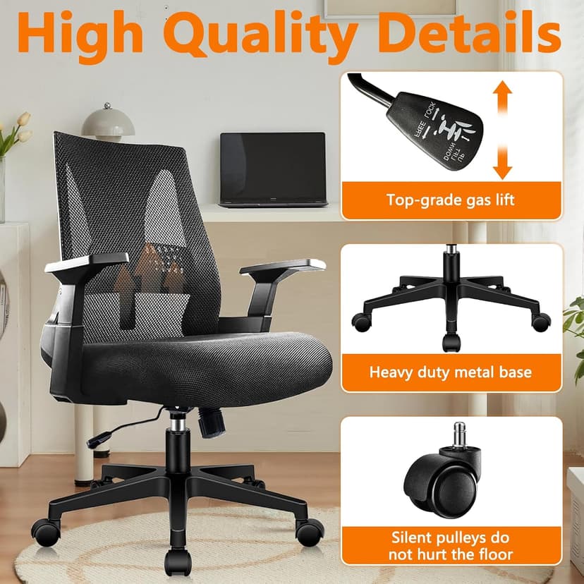 CLATINA 500lbs Big and Tall Office Chair Heavy Duty Mesh Ergonomic Computer Chairs with Adjustable Lumbar Support and Wide Comfy Seat for Home Office Conference Heavy People, Black, 4 Pack