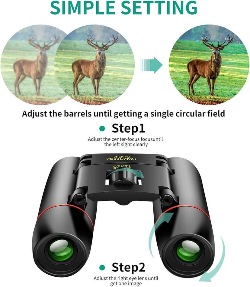 POLDR 12X25 Small Pocket Binoculars Compact Adults, Mini Kids Binoculars Boys for Bird Watching, Concert Theater Opera