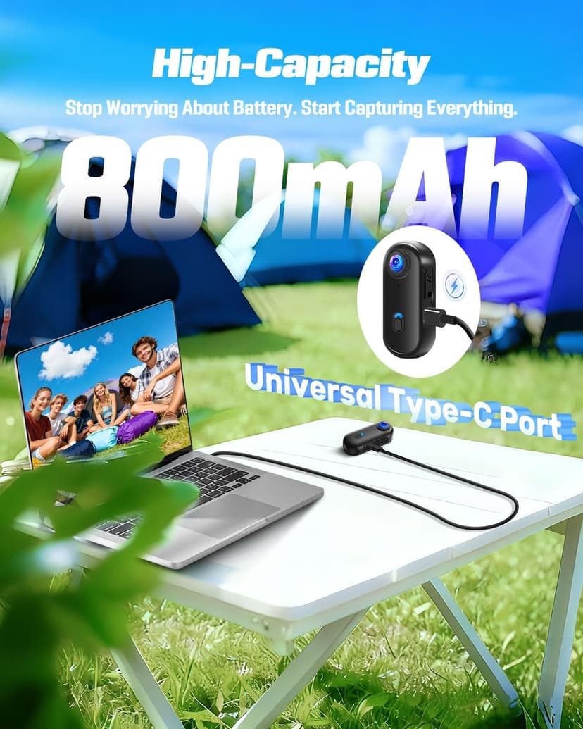 Upgraded 4K Action Camera, Mini Body Camera with Audio and Video Recording, Magnetic Hands Free POV Camera with 360°Rotatable Clip, Waterproof Case Chest Camerafor Pet Walking, Bike, Travel, Vlog