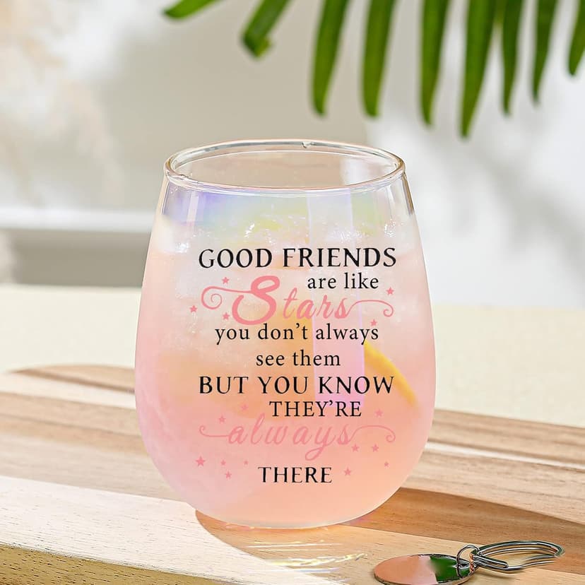 Yalucky Friendship Gifts for Women Wine Glasses Drinking Personalised Birthday Gifts for Friend Men Special Friends Gift Leaving Gift for Her Colleague Best Friend B0C69J45XJ