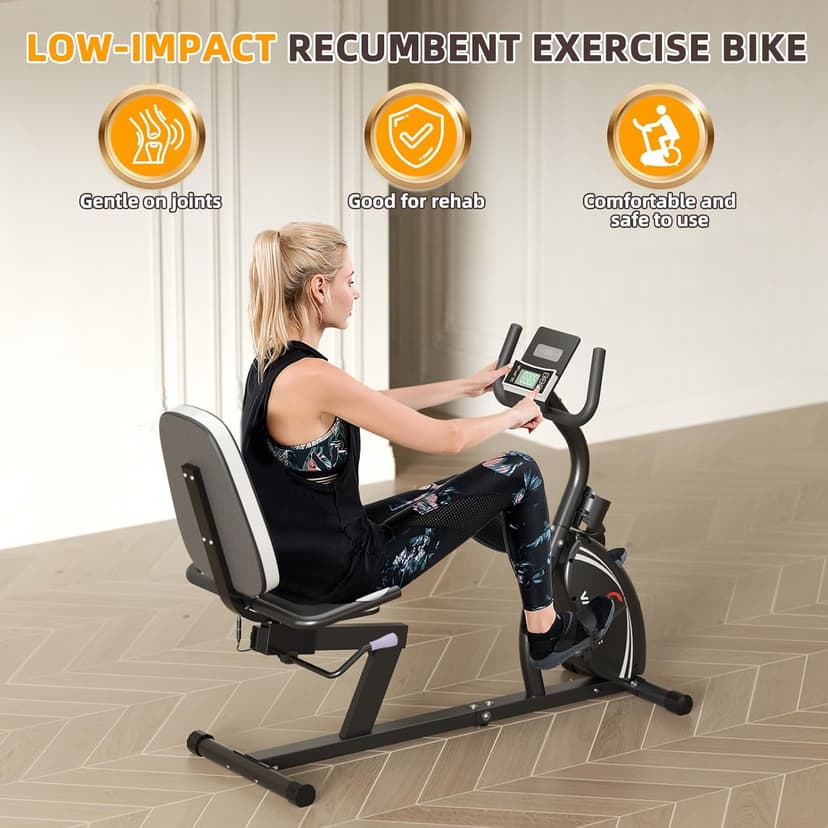 VANSWE Recumbent Exercise Bike for Adults Seniors - Recumbent Bikes for Home with Magnetic Resistance, Bluetooth and App Connectivity, Pulse Sensor