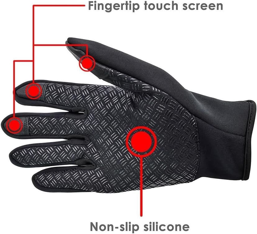 Ytuomzi Winter Gloves Touch Screen Warm Gloves Cold Weather Windproof Cycling Driving Riding Bike Telefingers Thermal Gloves Non-Slip Silicone Gel Adjustable Full Finger Mittens