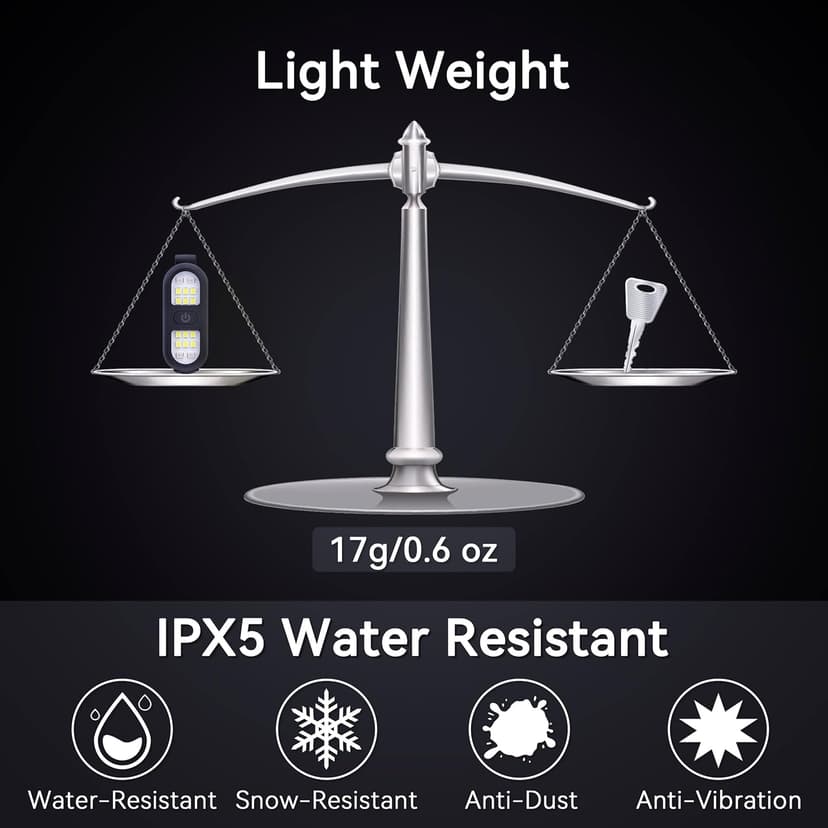 Clip on Flashlight, Running Lights for Runners Dog Light for Dog Walking at Night Rechargeable Safety Portable EDC Flashlight Gift for Runners Hands Free LED Work Light Flashing Camping Hiking Gear