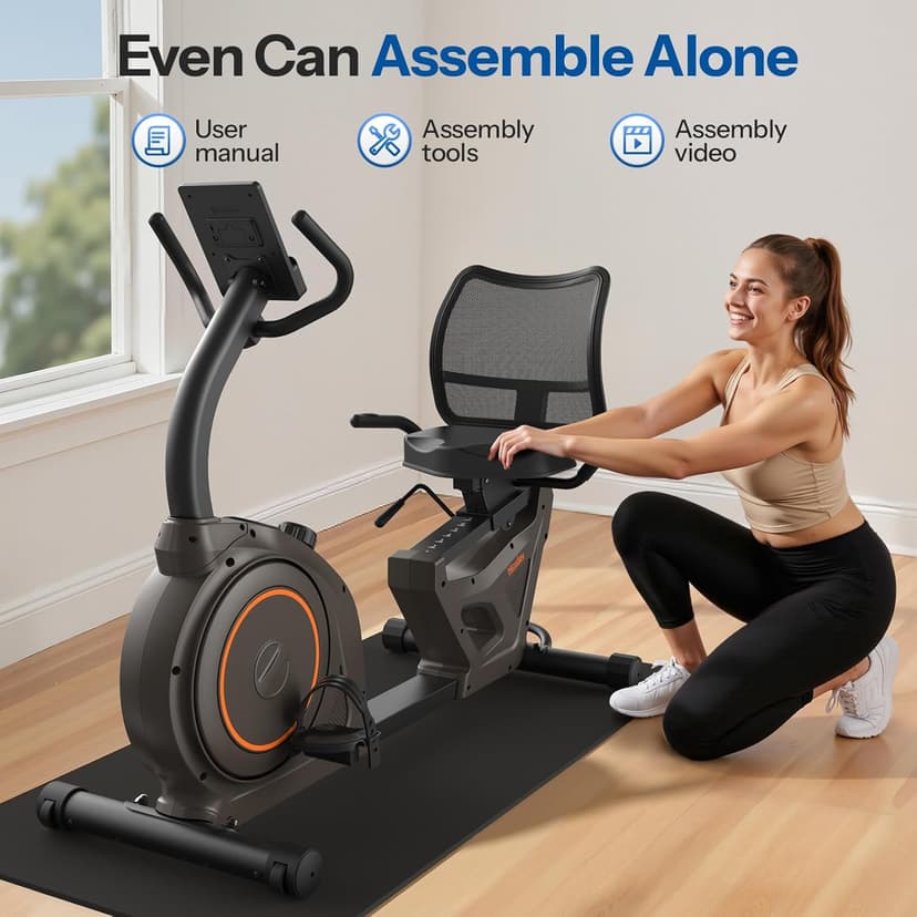 Niceday Recumbent Exercise Bike, Recumbent Bike for Home, Recumbent Stationary Bike 400LBS Weight Capacity, Magnetic Recumbent Bike with Smart APP, LCD Monitor, Heart Rate Handle