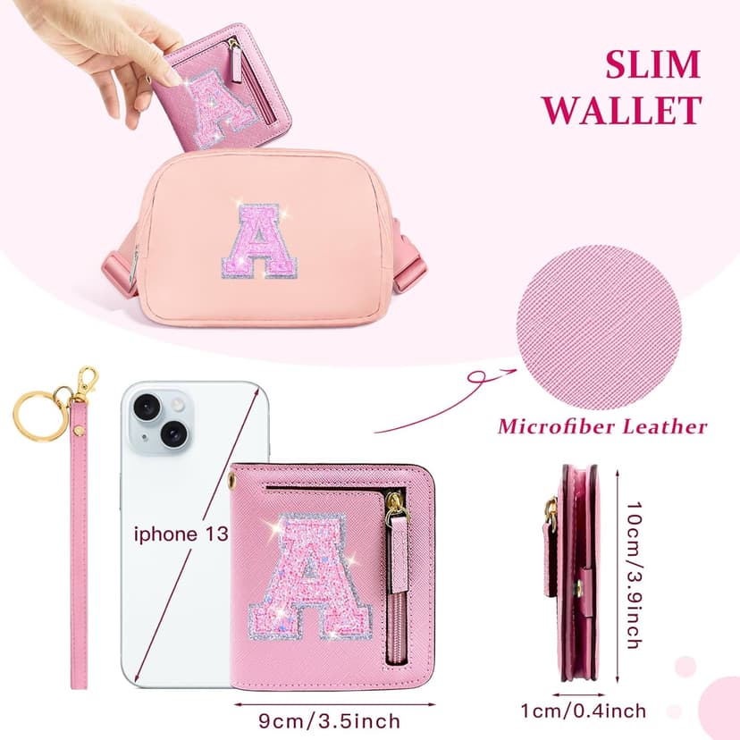 COSHAYSOO Initial RFID Girls Wallet Wristlet Christmas Stocking Stuffers Birthday Gift Ideas for 6 7 8 9 10 11 12 13 14 Year Old Girl Girly Gifts Tween Preteen Teen Preppy Trendy Stuff Pink Letter A