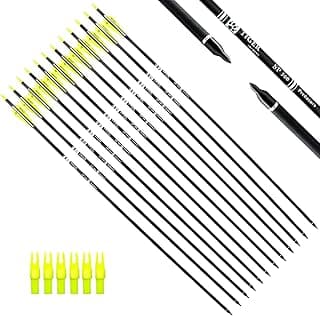 TIGER ARCHERY 30Inch Carbon Arrow Practice Hunting Arrows with Removable Tips for Compound & Recurve Bow(Pack of 12)
