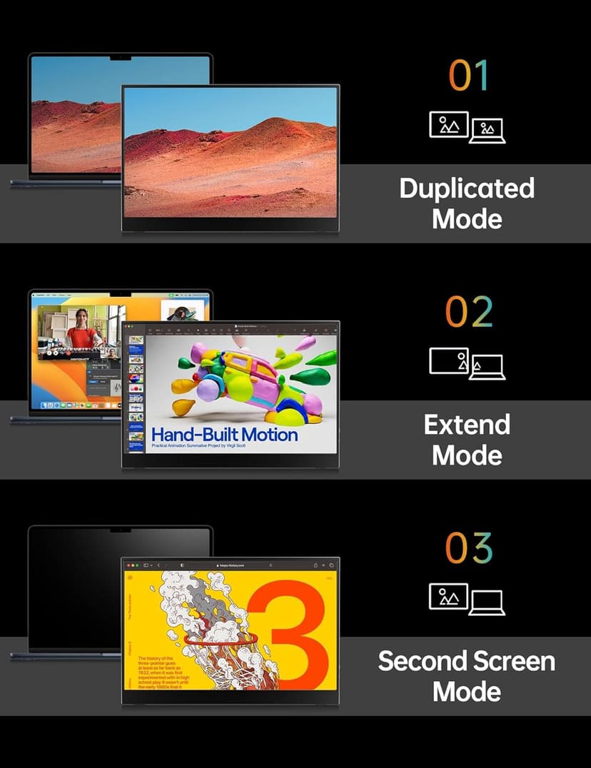 VILVA Portable-Monitor-for-Laptop - 15.6'' 1080P FHD IPS Display USB-C HDMI Portable Monitor for Laptop with Cover and Speakers External Monitor for Laptop/PC/Mac/Phone/Xbox Switch/PS4/