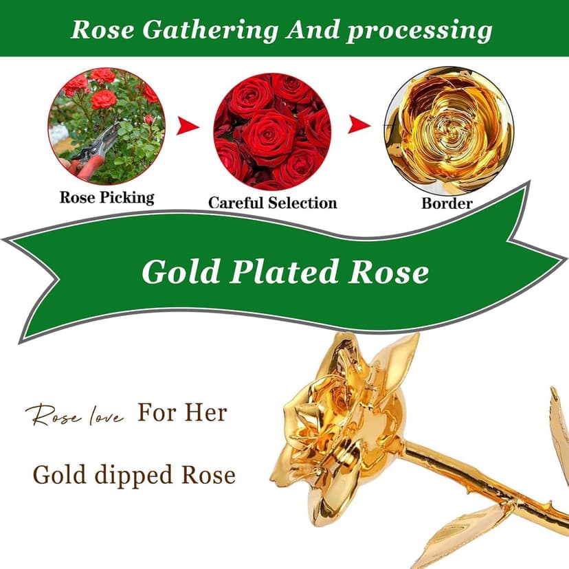 Gold Rose 24K Plated Gold Dipped Rose,Genuine One of a Kind - Forever Flower -Preserved Rose,Romantic Gift for Valentine's Day and Mothers Day, Anniversary, Birthday,Gifts for Her,Wife,Girlfriend B0GDLHD117