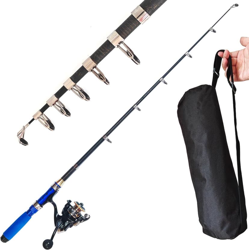 Portable 4.9Ft Telescopic Small Short Fishing Rod and Reel Combos, Shrink 13in Fishing Pole with Bag Line Hook Bait for All Season Fishing in Rivers, Lakes, Rafts, etc.
