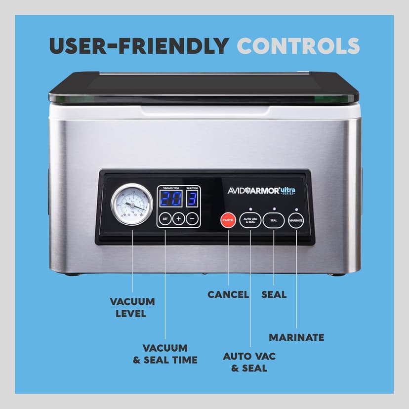 Avid Armor Chamber Vacuum Sealer Machine USV20 Ultra Series for Wet Foods, Meat Vacuum Packing Machine, Compact with 11.5-Inch Vaccum Sealer Bar