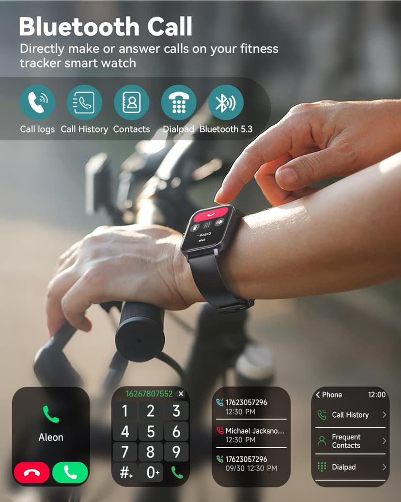 Smart Watches for Women/Men, Smart Watch for Android Phones and iPhone Compatible, Alexa Built-in, 1.8" Fitness Watches for Women, IP68 Waterproof /Bluetooth Call, Heart Rate/Sleep Monitor, Black