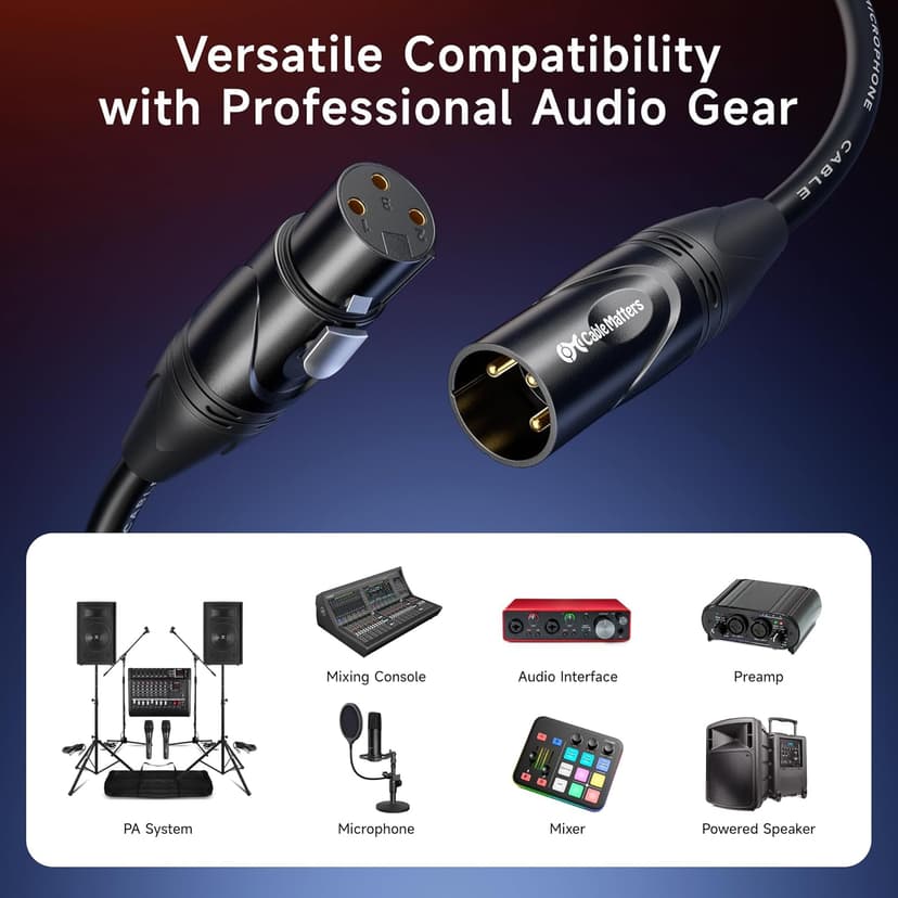 Cable Matters 2-Pack Premium XLR to XLR Cables - 6ft, Male to Female Microphone Cable, Oxygen-Free Copper (OFC) Mic Cord, Black