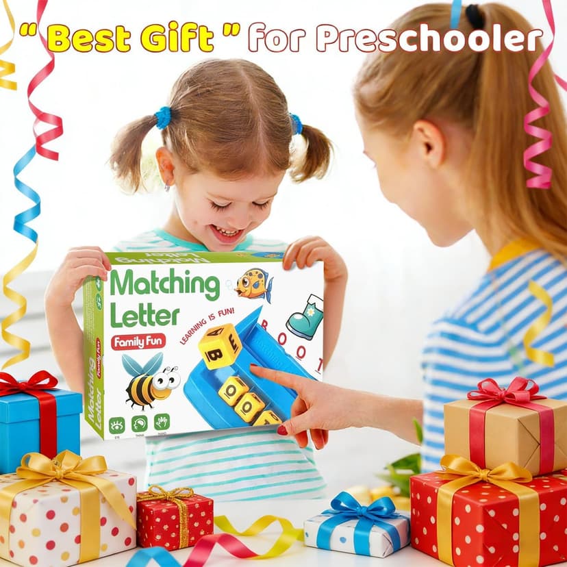 NARRIO Educational Toys for 3 4 5 Year Old Girl, Matching Letter Game Puzzles for Kids Ages 4-6, Preschool Learning Toys for Toddlers 2-4 Year Old Girl Gifts B08NXCK6MY