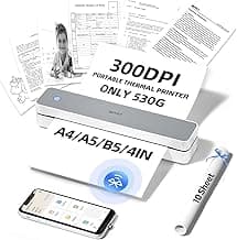 iDPRT MT610 Pro Portable Thermal Printer, 300DPI HD Mobile-Travel-Printers, Inkless-Wireless-Small-Printer for Home Use, Office, Vehicles, Bluetooth Printers Supports 8.5" x 11" US Letter&A4&A5, White