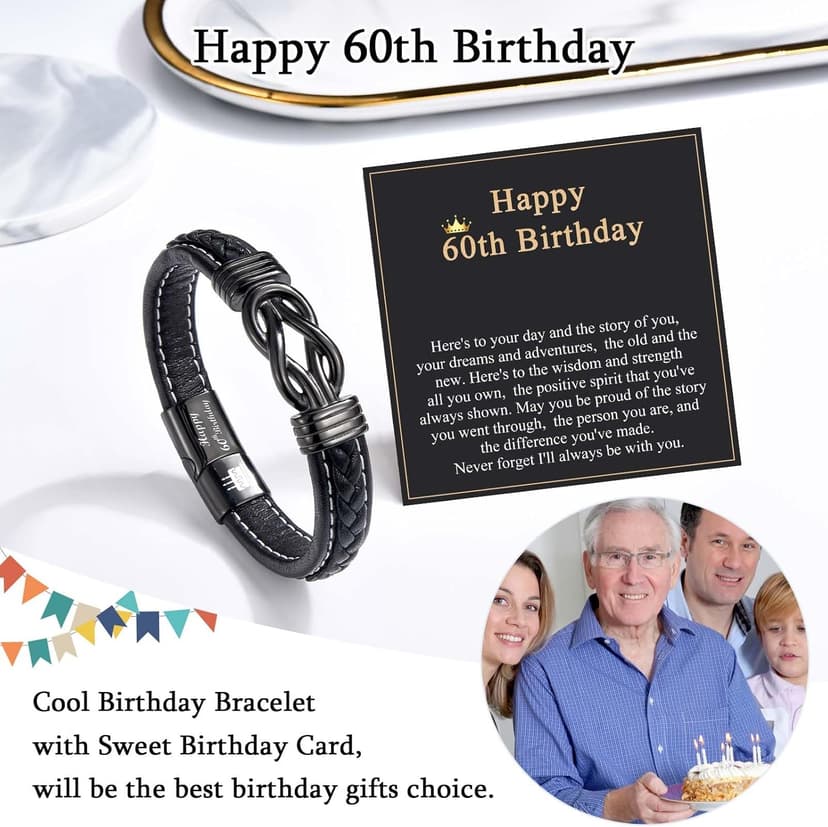 13th 16th 17th 18th 21st Birthday Gifts for Boys Him Male, Happy Birthday Leather Bracelet Gifts for 13 16 18 21 Year Old Boy Male Man Son Grandson Nephew Brother Friend with Sweet Birthday Card