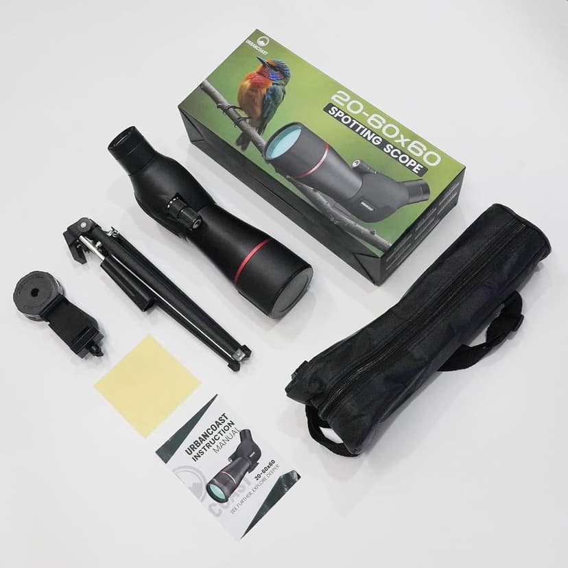 Spotting Scope 20-60x60mm - Waterproof IPX7 Spotter Scope with Phone Adapter and Tripod, Portable for Bird Watching Wildlife observing and Hiking, Black