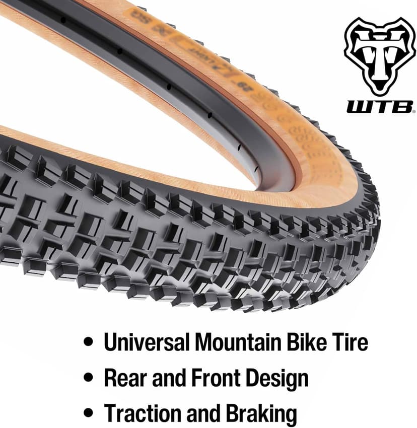 WTB Trail Boss Mountain Bike Tire (27.5”/29") Tubeless Folding - Aggressive Tread for Trail Rides (Black/Tan, SG1/SG2 Puncture Protection)