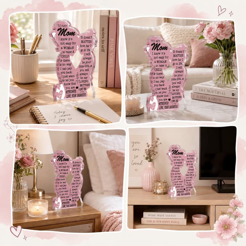 Mom Gifts from Daughter Christmas Gift for Mom, Mom Birthday Ideas Gift Cool Mother's Day Gifts from Daughter Best Mom Ever Gifts New Mom Single Mom Christmas 2024 Acrylic Plaque Sign 5x3in