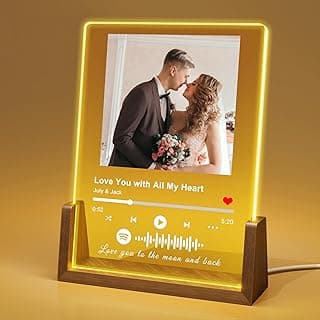 Custom Spotify Plaque-Personalized Picture Frames with Night Light,Music Plaque Frame,Personalized Anniversary Birthday Gifts for Women Men Girlfriend Boyfriend Couples