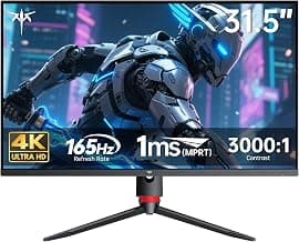 KTC 32 Inch 4K Gaming Monitor, 165Hz UHD (3840x2160P) Fast IPS Screen, 1ms (MPRT), Adaptive Sync, 3000:1 Contrast,121% sRGB,HDMI 2.1 Display Port 1.4, Tilt/Height Adjustment, VESA Mount, H32P22P