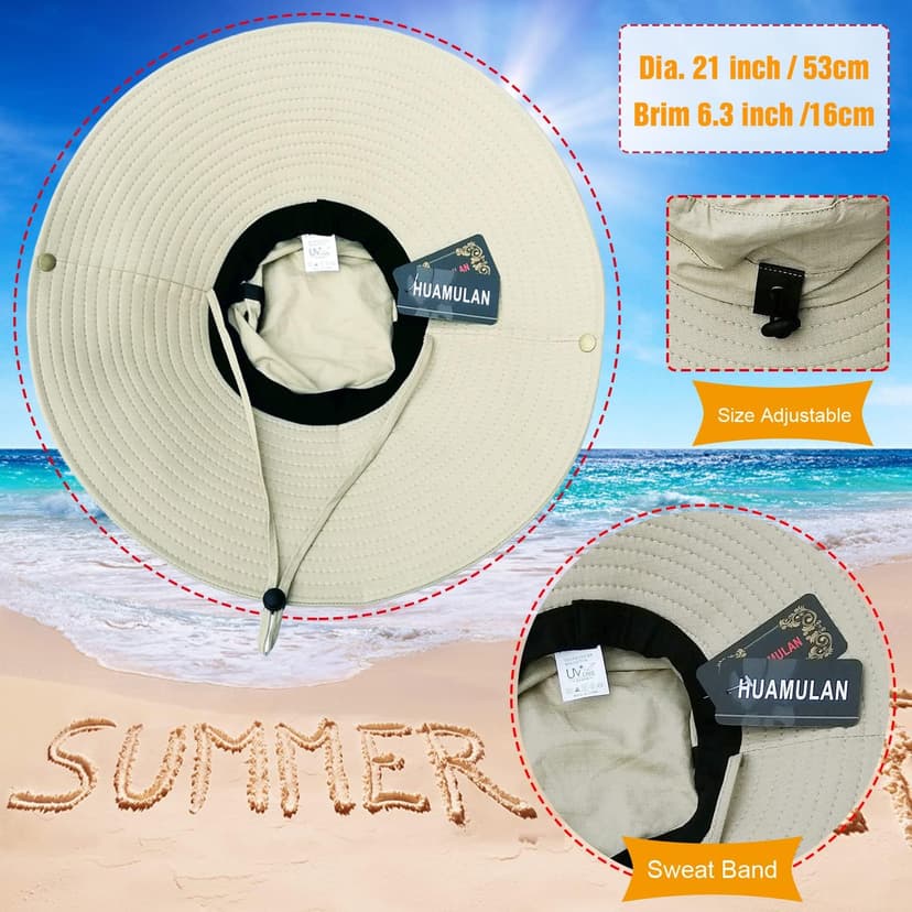 HUAMULAN 6" Super Wide Brim Sun Hats, Men and Women Bucket Hat for Fishing Hiking Garden Lawn Work Safari Camping Outdoor