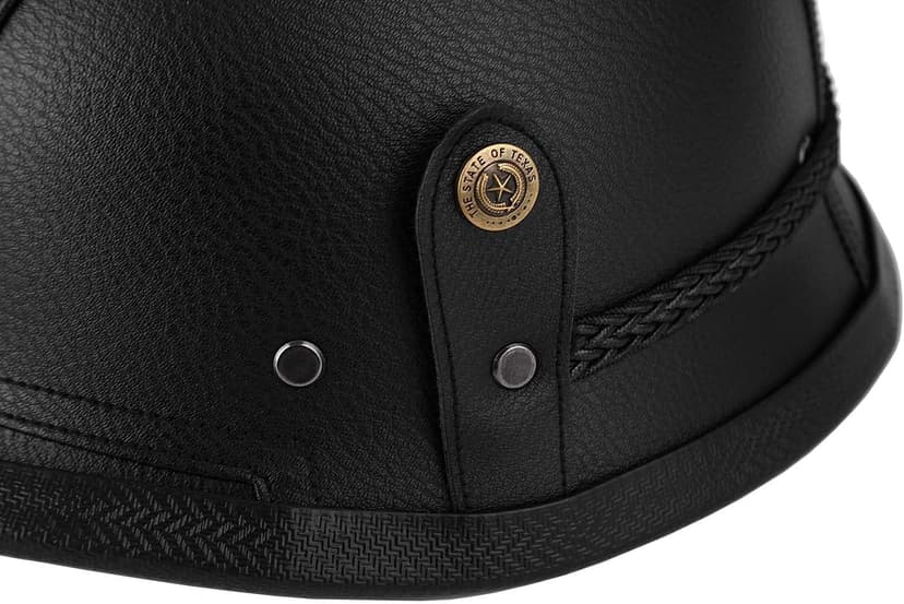 Yesmotor Motorcycle Half Helmet Retro German Handmade Leather Half Face Quick Release Buckle & Goggles - DOT Approved (Dark Brown, L)