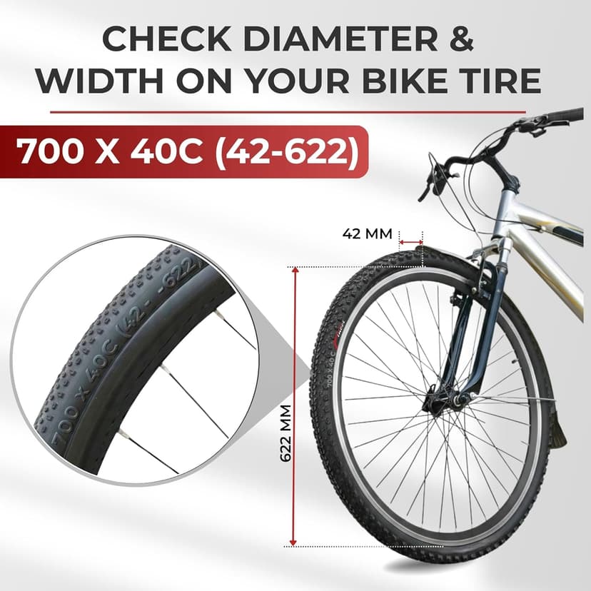 Fincci Pair 700x40c Bike Tire - 700c Gravel Tires with Kevlar & Nylon 1mm Puncture Proof - Durable 60 TPI Foldable Bicycle Tires 42-622 for Hybrid, Electric, Touring, MTB Bikes
