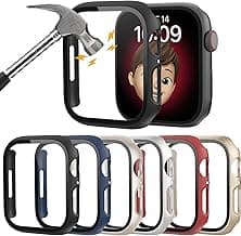 6 Pack Hard PC Case with Tempered Glass Screen Protector 44mm for Apple Watch SE 3/SE(2nd) Series 6/SE/5/4,Rontion Ultra-Thin Scratch Resistant Full Protective Bumper Cover for iWatch 44mm Accessorie