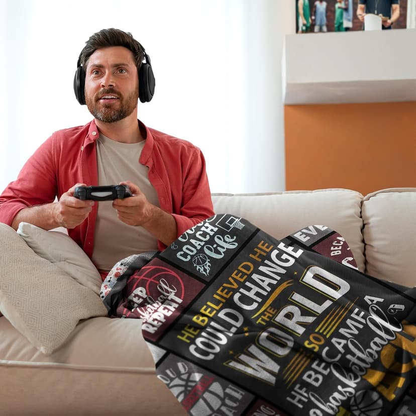 Basketball Coach Gifts for Men Throw Blanket 60 x 50 Inch, Gifts for Basketball Coach